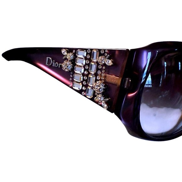 CHRISTIAN DIOR Limited Edition 609-J8 Purple Sun Crystal Silver Gems SUNGLASSES - Picture 7 of 13